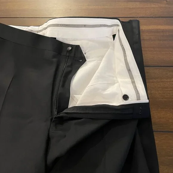NWOT Canali Men's Tessuto Trousers in Black size 38